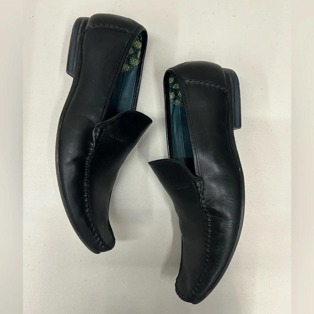 Ted Baker Black‎ Leather Simeen Driving Mocs Loafers Size 11.5